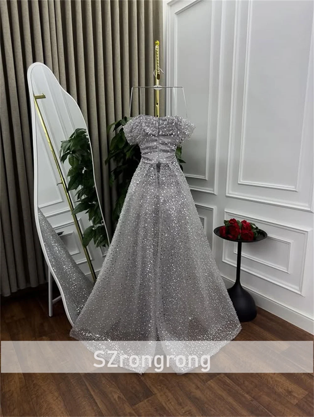 فستان سهرة بحورية البحر بدون أكتاف مزين بالترتر اللامع للنساء بطول الأرض مع مناسبة مخصصة للمحكمة #3