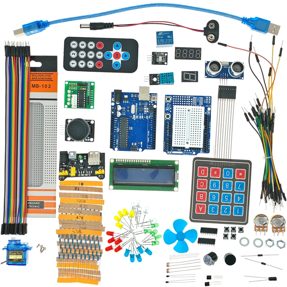 DH Learning Kit The Most Complete Starter Kit for Arduino UNO R3 Mega2560 Nano with Tutorial / Power Supply / Stepper Motor