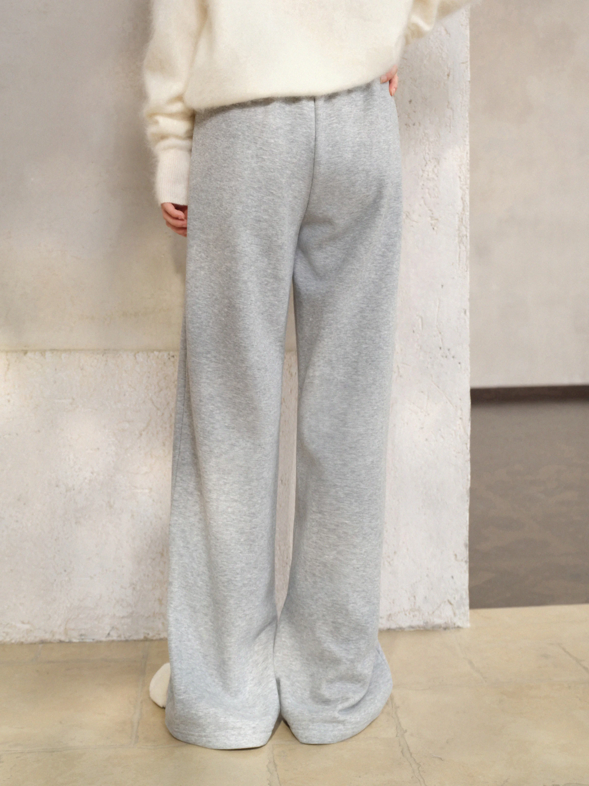 Women Lady High-Waist Loose Wide-Leg Pants Warm Spring Sweatpants Contrast Drawstring Casual Trousers Comfy Daily Fit Outfit