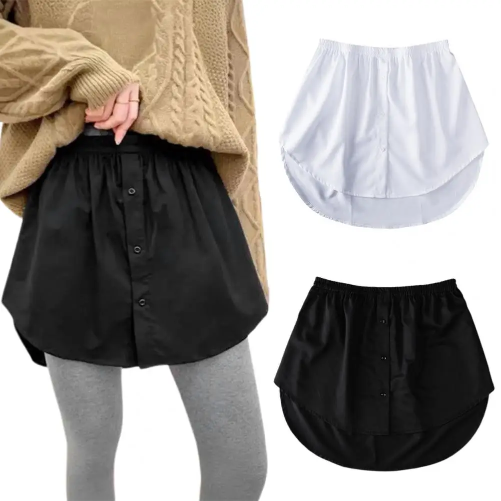 Detachable Underskirt Women Fake Shirt Irregular Skirt Tail Blouse Hem Cotton Extender Fake Hem Mini Skirt Fake Hem