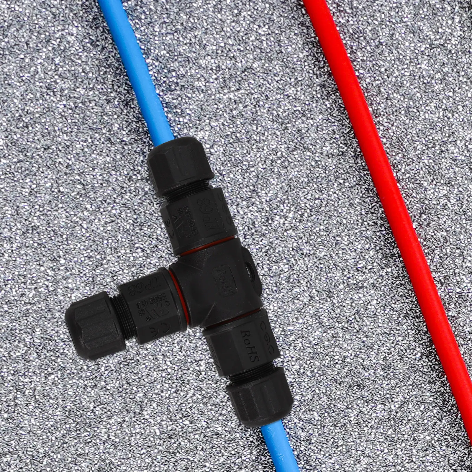 2Pcs PVC Waterproof Cable Junction Box T-Coupler IP68 Seal Rubber Washer for Garden Home Construction Lighting Power Cable