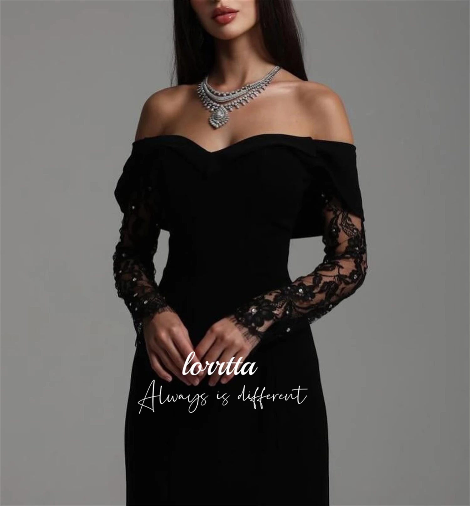 Lorrtta Customized Long Sleeves Black Evening Dress Fishtail Cut Glitter Party Dresses 2025 Women Robe Elegant Gowns Womens Prom image 5