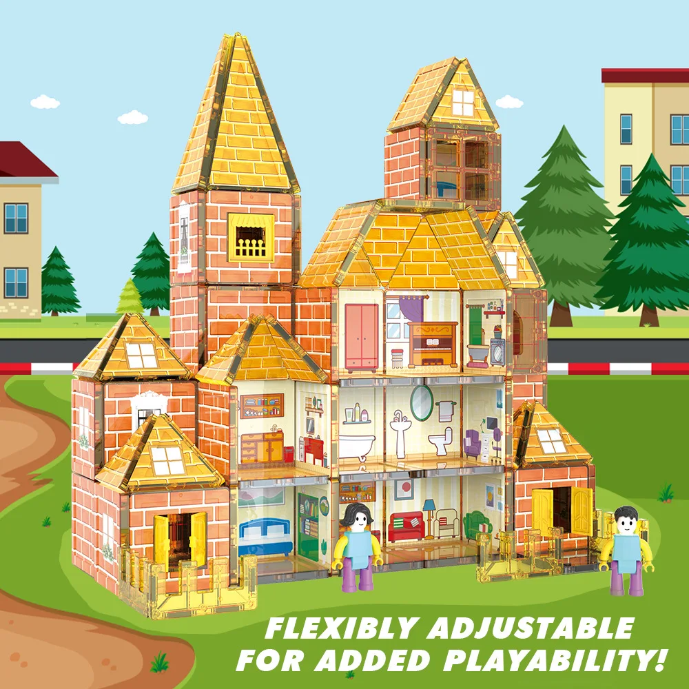 

Castle villa magnetic sheet building block colored window magnetic attraction magnetic boys and girls assembled toys