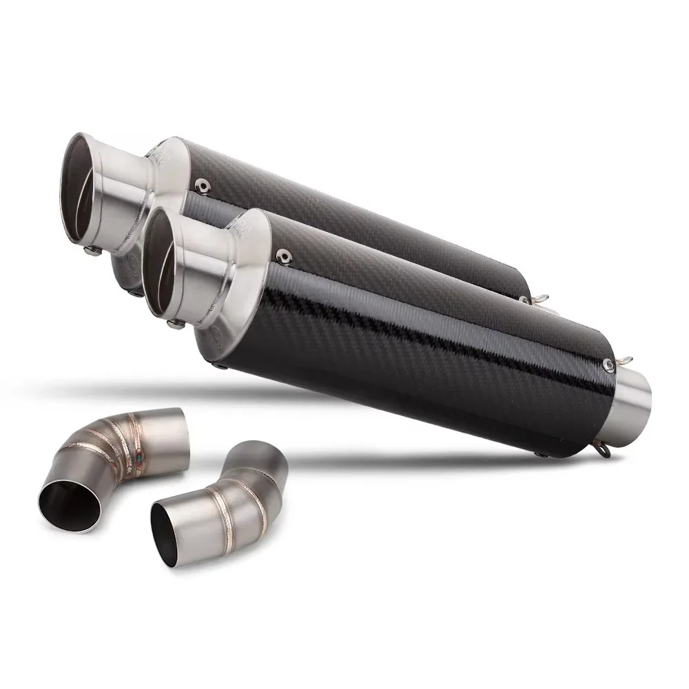 Motorcycle Exhaust Pipe For DUCATI Hypermotard 796 Monster 696 795 1100 Escape Modify Double Middle Link Slip on Carbon Muffler