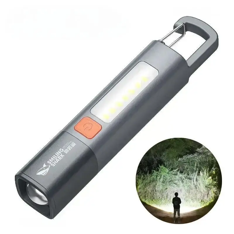 Outdoor Flashlight Strong Light Variable Focus with Floodlight Side Lights Mini Flashlight Lamp High Brightness