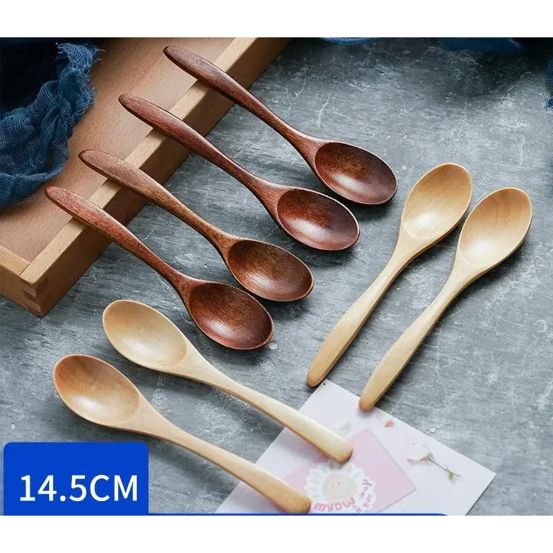 Wooden Retro Minimalist Tableware Spoon Anti Scalding Coffee Stirring Spoon Kitchen Cooking Utensils Tools Rice Soup Tea Spoon