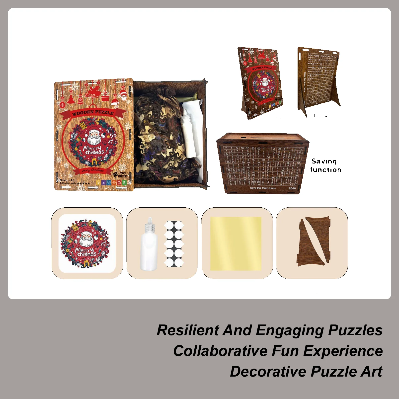 لغز الكبار عيد الميلاد موضوع إكليل تصميم عيد الميلاد الألغاز الخشبية للبالغين للنساء بنين بنات الشباب المراهقين زوج الابن