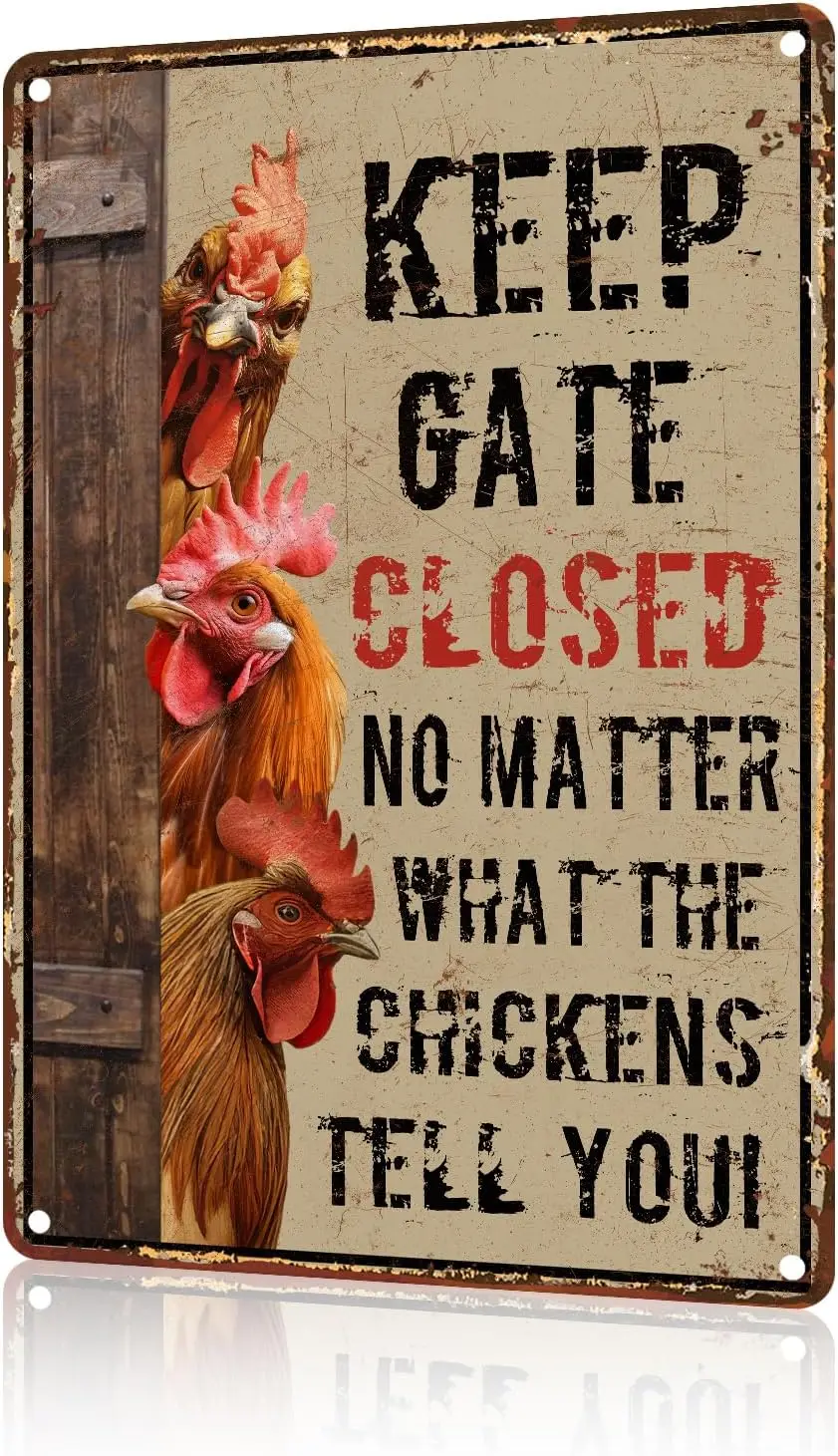 Chickens Farm Keep Gate Closed Metal Tin Sign Funny Farm Caution Sign For Farmhouse Fence House Wall Gate Farm Bar Garden 8 s