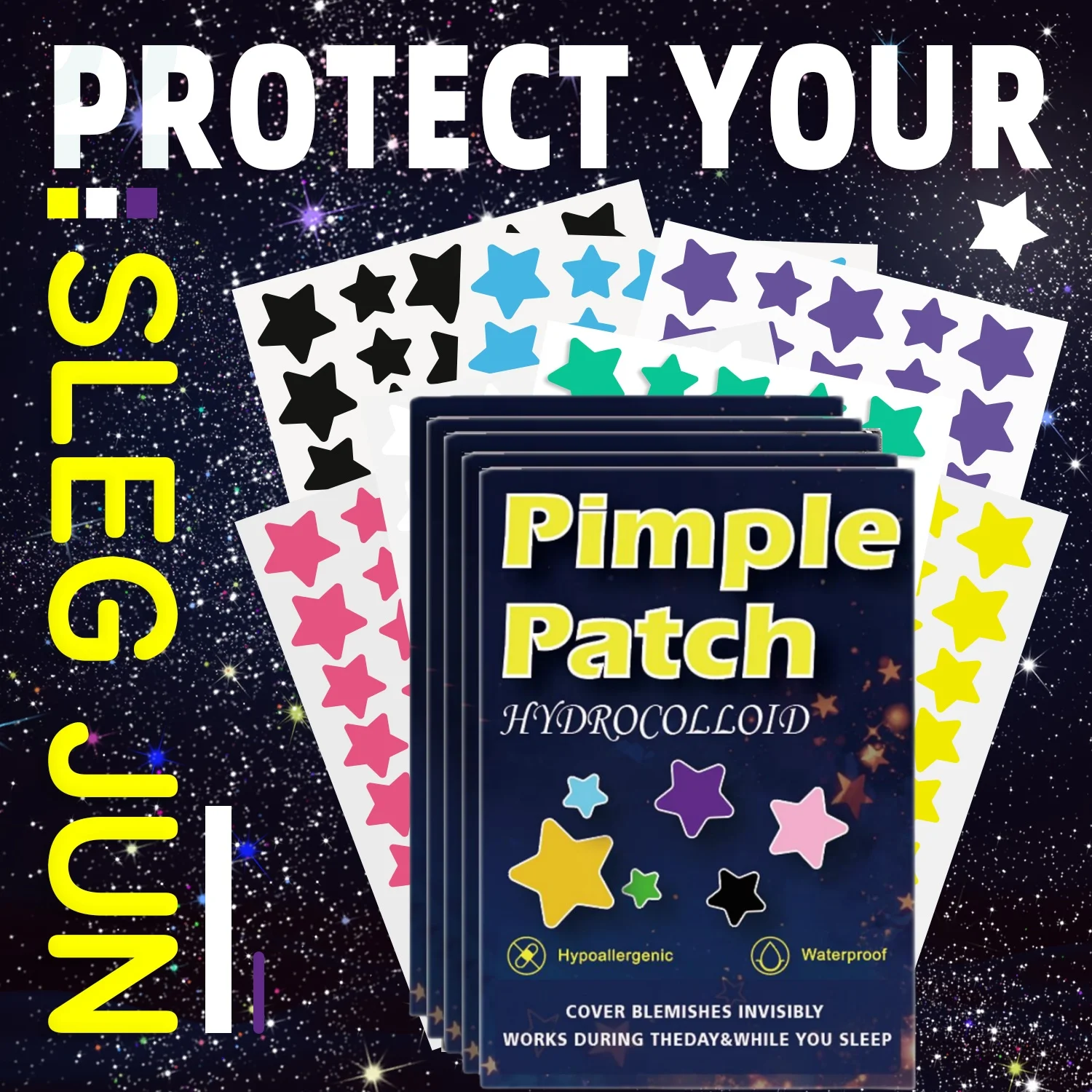 1400 Stück mehrfarbige Stern-Akne-Pflaster, Akne-Pflaster für das Gesicht, Concealer-Akne-Pflaster und Pickel-Pflaster, ultradünn