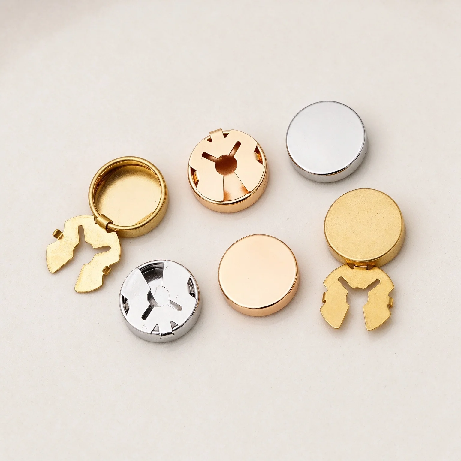 12 pcs Decorative Snap-on Copper Button Cover, Hinged Cuff Clasp, Protective Button Cover for Garment DIY Sewing Crafts