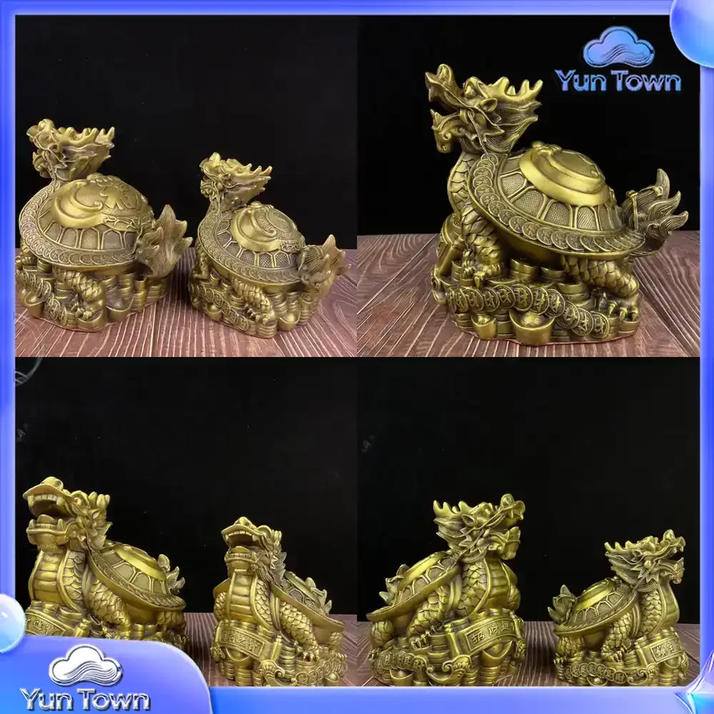 Seiko Brass Money Fu Character Dragon Turtle Home Furnishing Living Room Ornament Brass Dragon Turtle Money Gossip Dragon