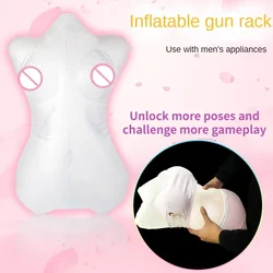 QSM Sex toy One-piece transparent inflatable gun frame pillow doll men's bed masturbator fun can be inserted into sexual supplie