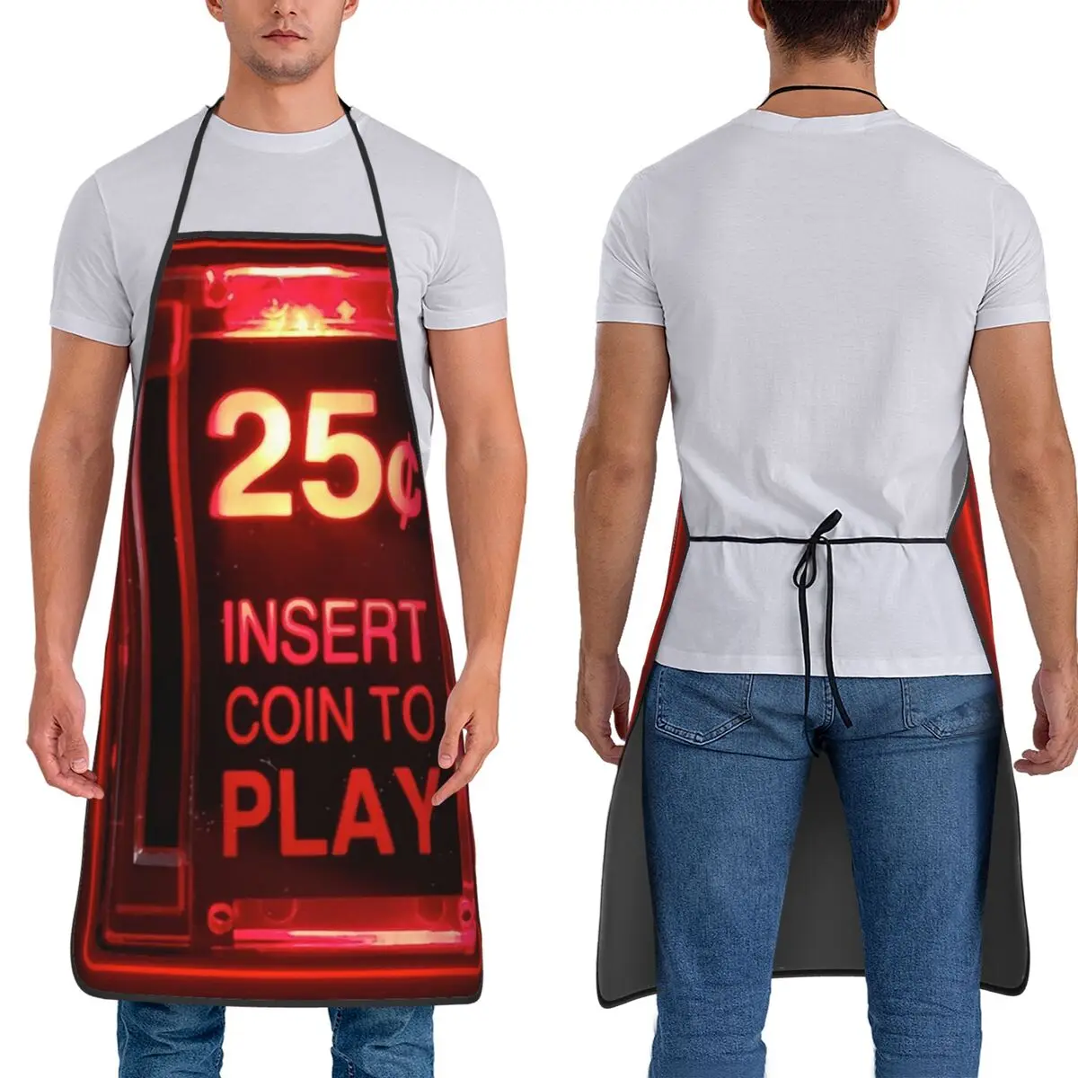 Insert Coin Retro Arcade Apron Chef Cooking Tablier Sleeveless Bib Kitchen Cleaning Pinafore for Women Men Gardening