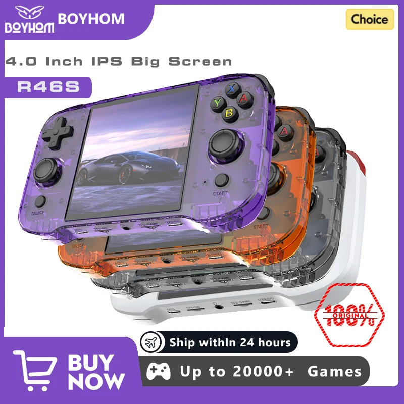 BOYHOM R46S Retro Handheld Game Console Linux System 4.0inch IPS Screen RK3566 Portable Handheld Video Player Best Children gift