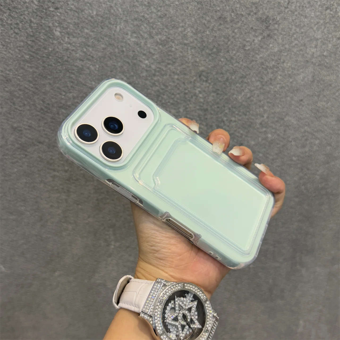 Kartenfach-Foto-Clip-Soft-Handyhülle für iPhone 17 Pro Max 16 15 14 13 12 Pro Max 17Pro 17Air 11 – Stoßfeste Hülle in Bonbonfarben