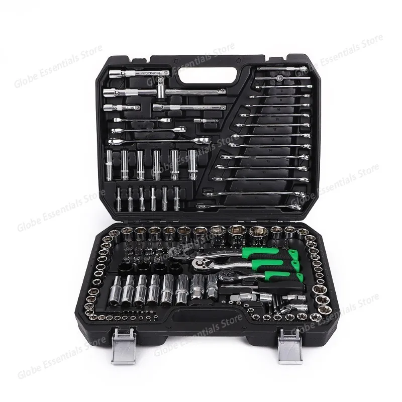 150PCS Set Toolbox, Portable Automotive Repair Kit with Large, Medium and Small Flywheel Ratchet Wrench Socket Combination