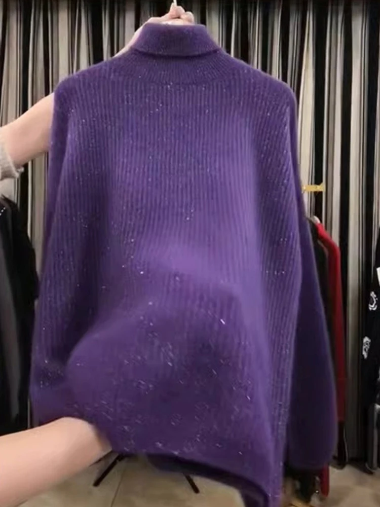 الكورية Sle عالية الياقة كاميرا محبوك قاعدة irt الخريف الشتاء تصميم الثقيلة الترتر العلوي طويل Sve سترة المرأة