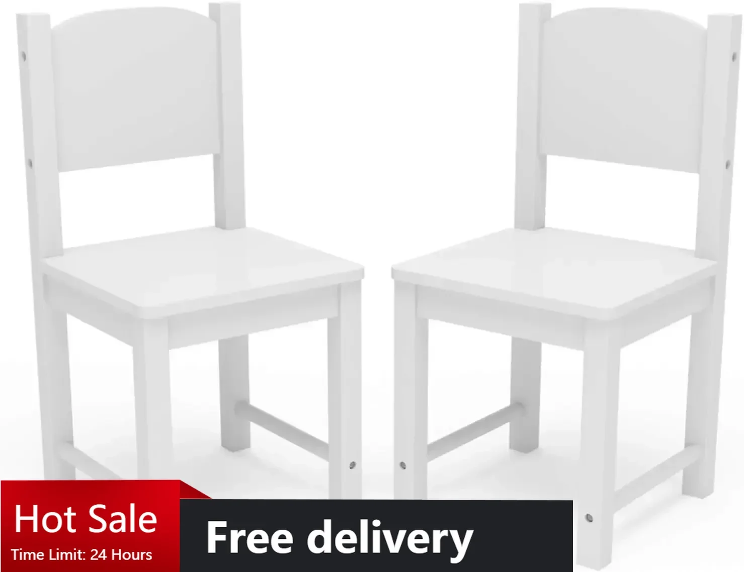 

Toddler Wooden Chair Pair, Kids Furniture for Eating, Reading, Playing 2 Pack (White)