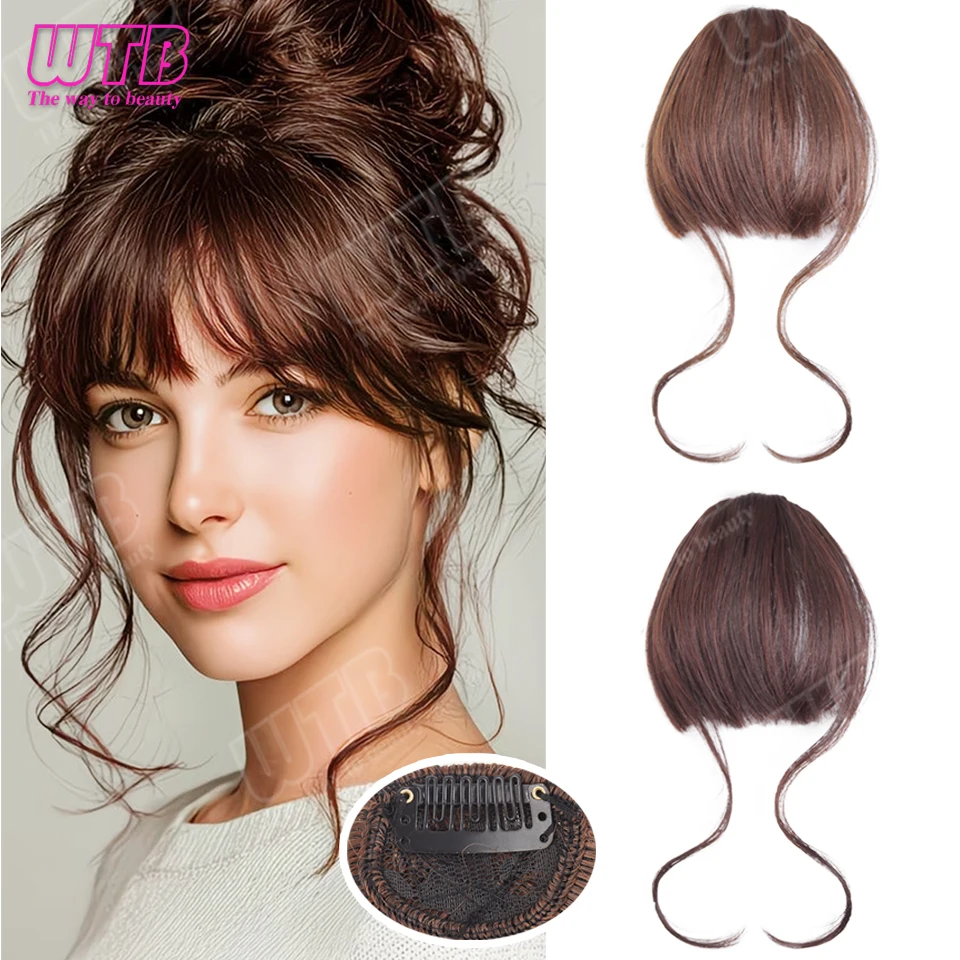 WTB Synthetic Bangs Wig BB Clip Style Straight Bangs Wig with Sideburns Suitable for Women's Daily Wear and Holidays