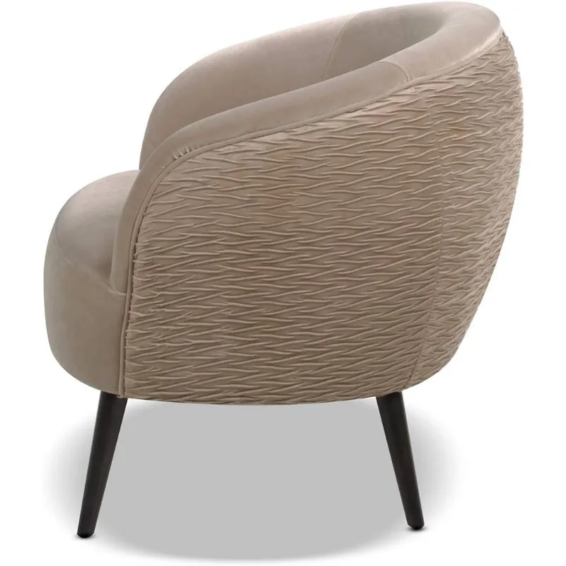 York Midden Van De Eeuw Moderne Ruches Stoel, Mink Beige Performance Fluweel