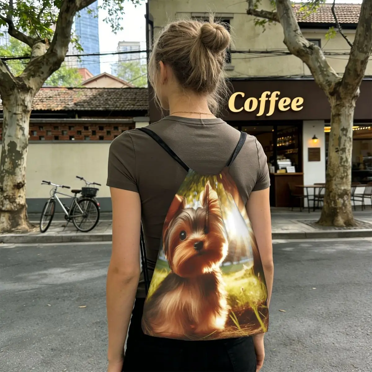 Yorkshire Terrier Dog Yorkie Lover Backpacks Portable Drawstring Bags Storage Bag Book Bags for Man Woman School