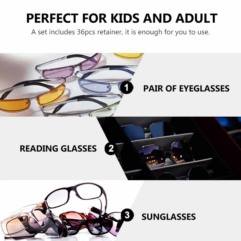 

36 PCS Skid Ring Eyeglasses Silicone Sleeve Holder Ear Hooks Locks Grips Case Round Practical Retainer Silica Gel