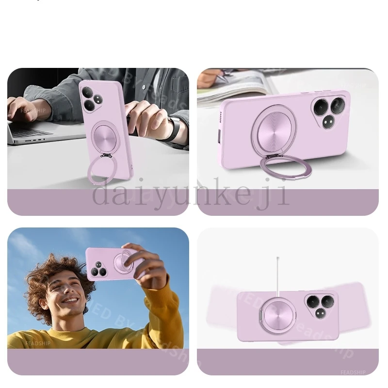 Etui na telefon z magnetycznym uchwytem do Realme GT NEO 6 7 SE, silikonowe miękkie etui na GT6 GT7 z uchwytem i osłoną ekranu. — zdjęcie produktu 4