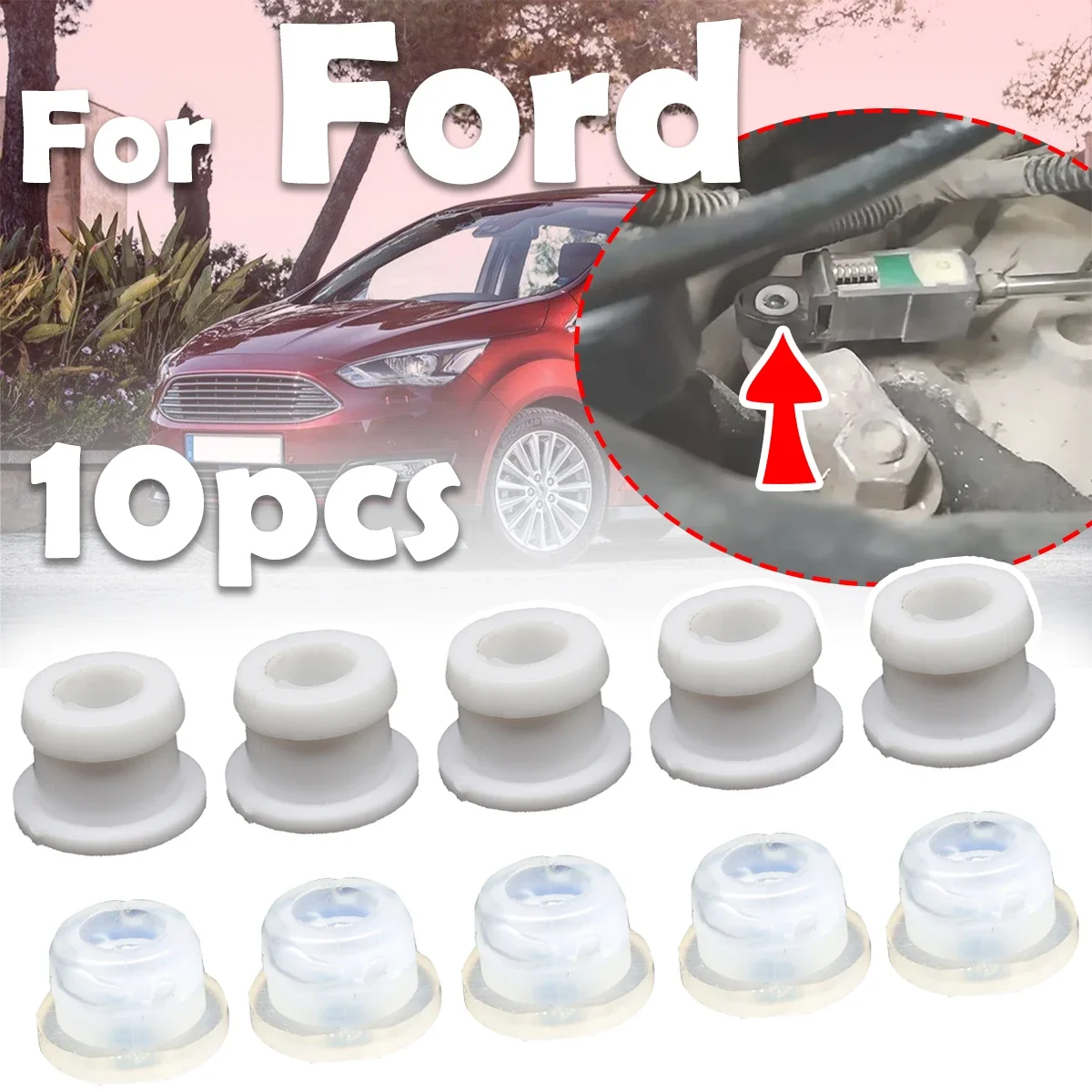 

10X Shifter Cable Bushing For Ford C-Max Edge Endeavour Escape Everest Explorer Gear End Connector Fix Sleeve Grommet Repair Kit