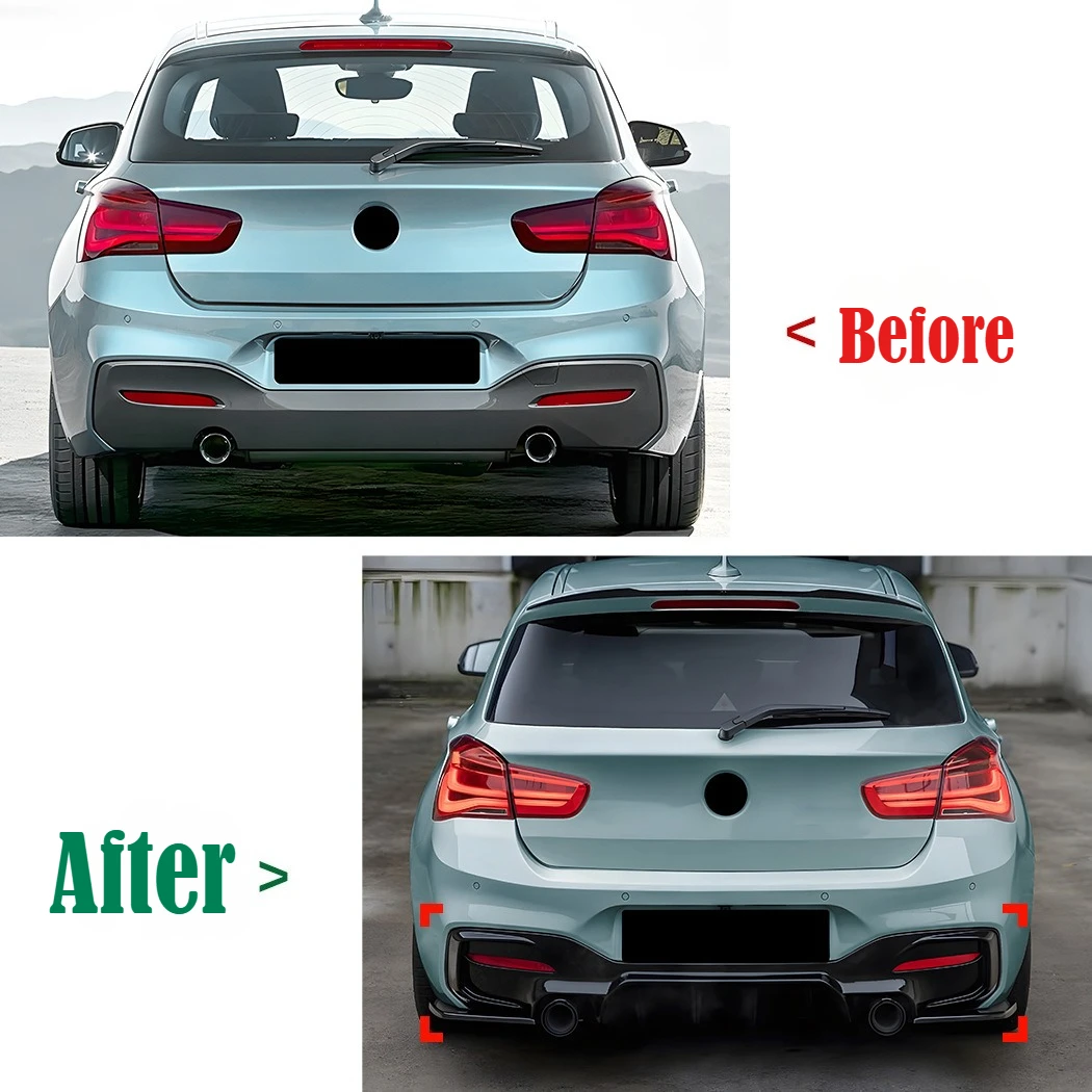 Rear Bumper Diffuser Lip with Light for BMW 1 Series LCI M Sport F20 F21 M135i M140i 2015-2019 Refit Splitter Plate Body Kit