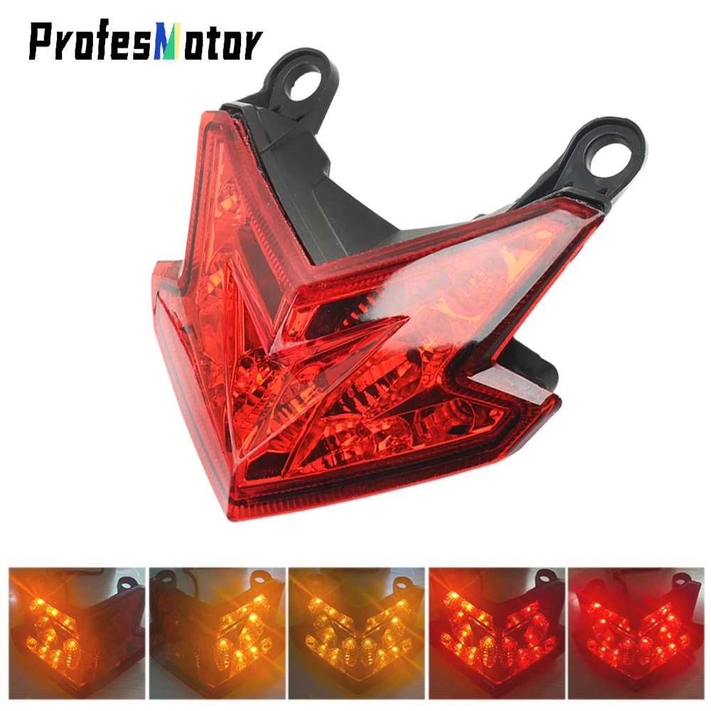 For Kawasaki ZX6R Z125 Motorcycle Tail Light Led Arrow Rear Flashlight Z800 2016 To 2022 Turn Signal Warning Brake Multifunction