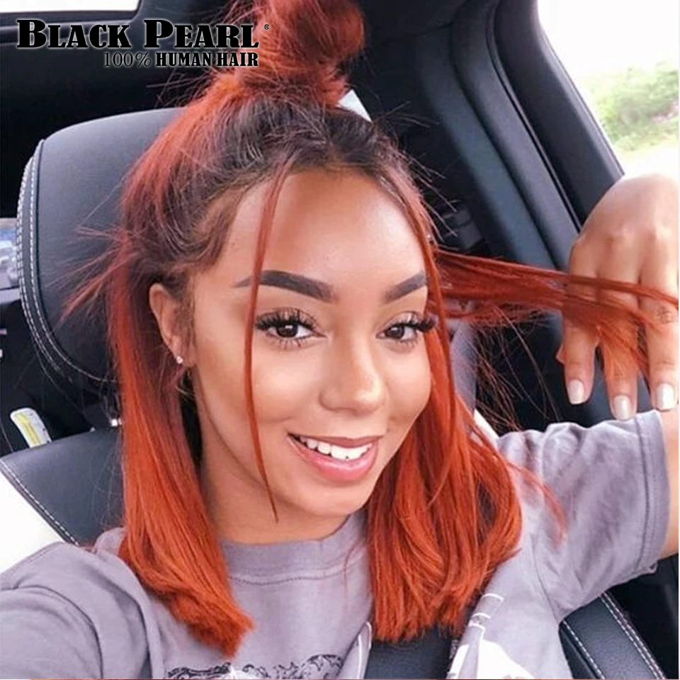 Straight Bob Wigs Orange Omber Color Lace Front Human Hair Wig For Black Women Straight Short Bob Human hair Lace Wigs On Sale