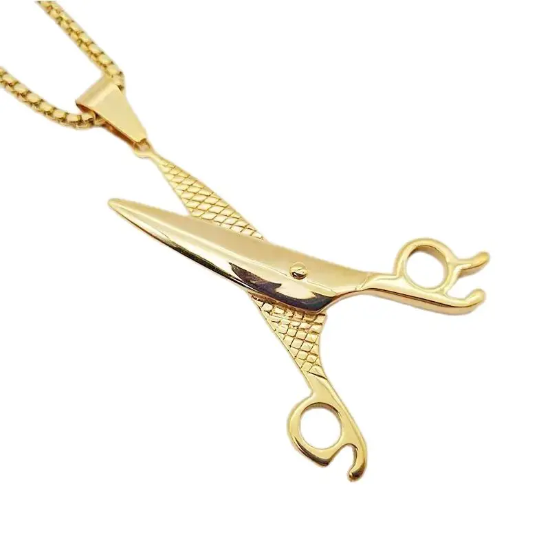 2024 new 316L Stainless Steel Barber Scissors Pendant Necklace Hair Salon Tool Scissors Fashion Necklace Jewelry Men