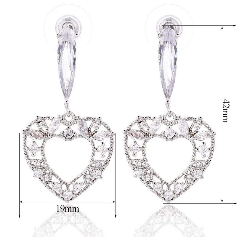

New Fashion jewelry Crystal from Austrian for Woman heart-shaped diamond studded earrings with temperament