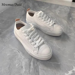 Mrxmus Dutit 2024 New Spring Autumn Women Fashion Genuine Leather Thick Sole Shoes Simple Color Matching All-match Casual Female