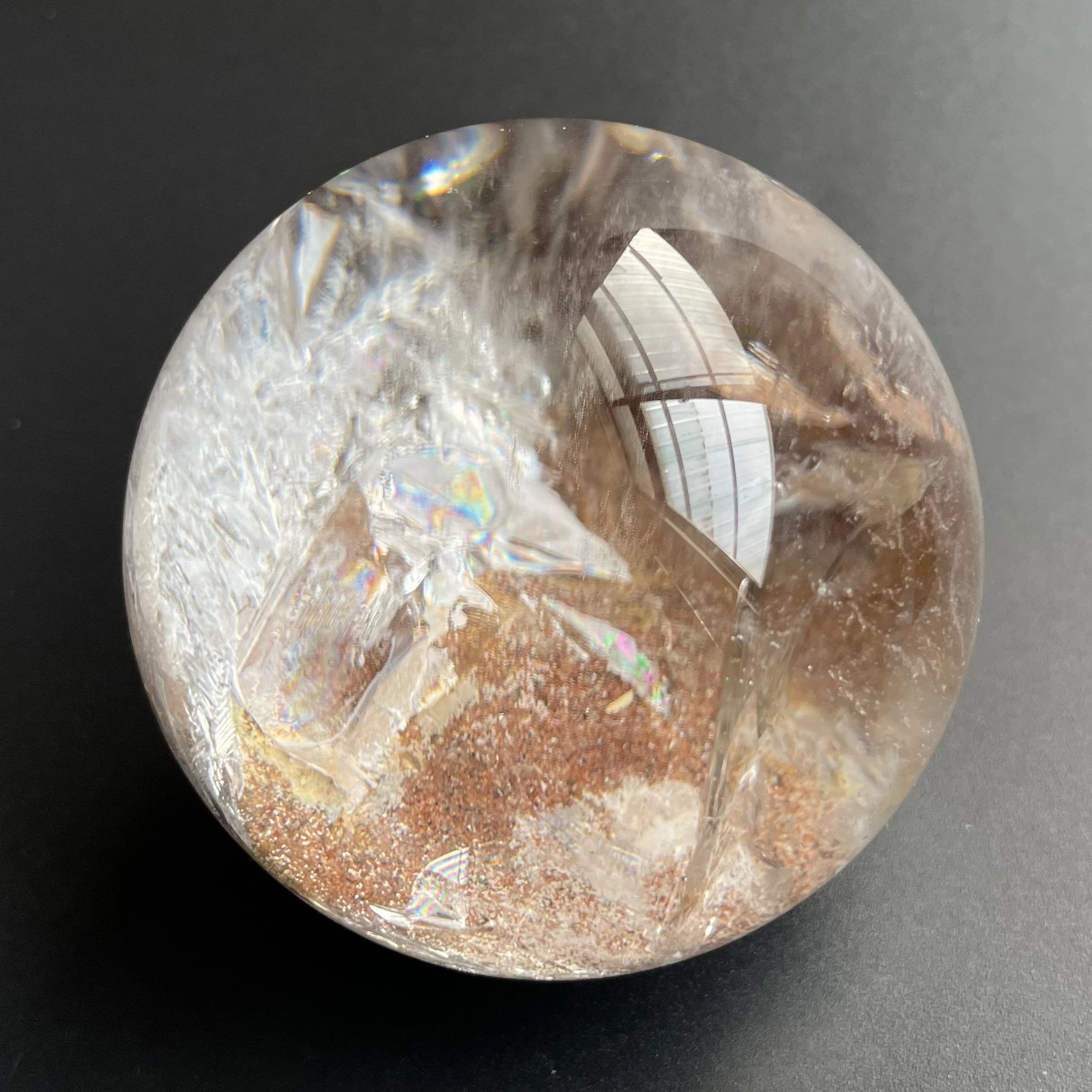 254g Natural Crystal Ball Green Phantom Sphere Rock Decoration Rough Polished Quartz Stone Healing D472