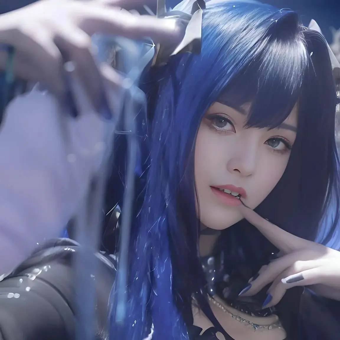 

Game Reverse:1999 Arcana cosplay Wig 100CM Mixed Blue Long long hair Synthetic Wig+Wig cap Party Halloween Wig