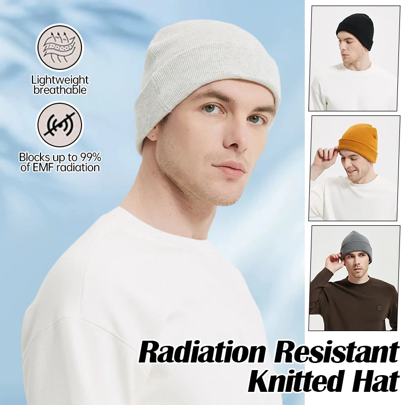 

Anti-radiation Silver Fiber Lining Knitted Hat WiFi RF EMF Hat Electromagnetic Radiation Shielding Winter Warm Knitted Beanies