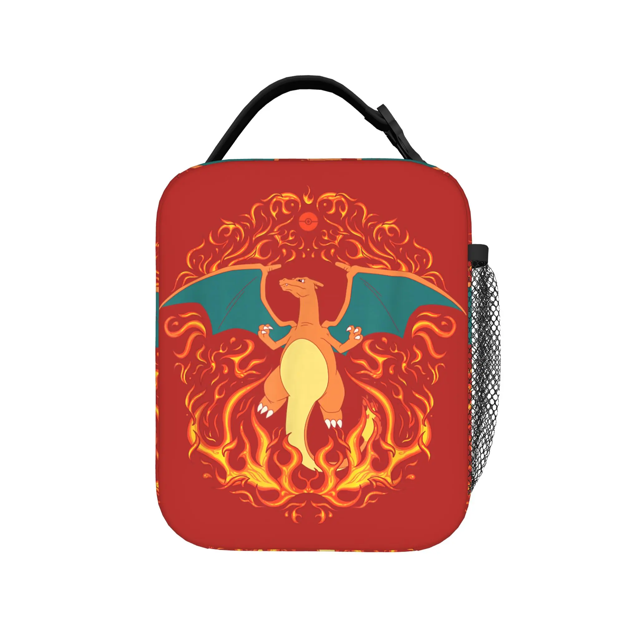 

Термоизолированные сумки для обеда Charizard Fire Type Flames Generation, многоразовая сумка-холодильник, контейнер для обеда, сумка-тоут для обеда Pokemon, сумка-тоут для мальчиков