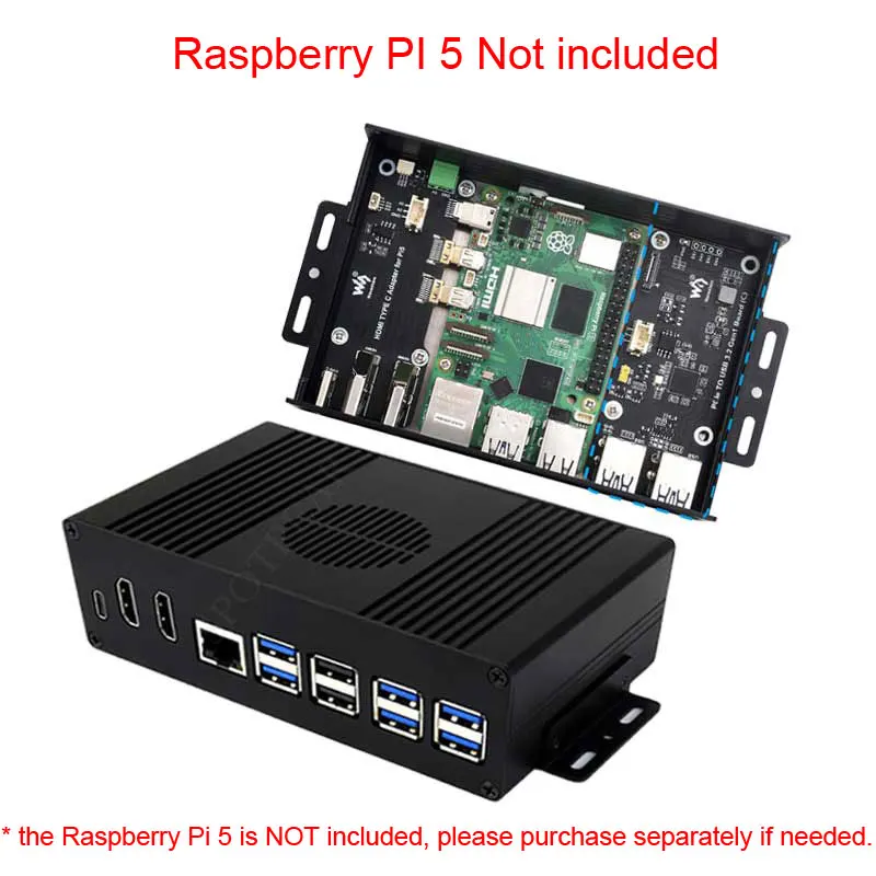 Imagem -03 - Raspberry pi Box Case Kit Pcie Opcional para Gigabit Ethernet Ssd M.2 Nvme 4usb 3.2 Gen1 Todas as Portas para o Lado Usb do pi Tipo-c Hdmi