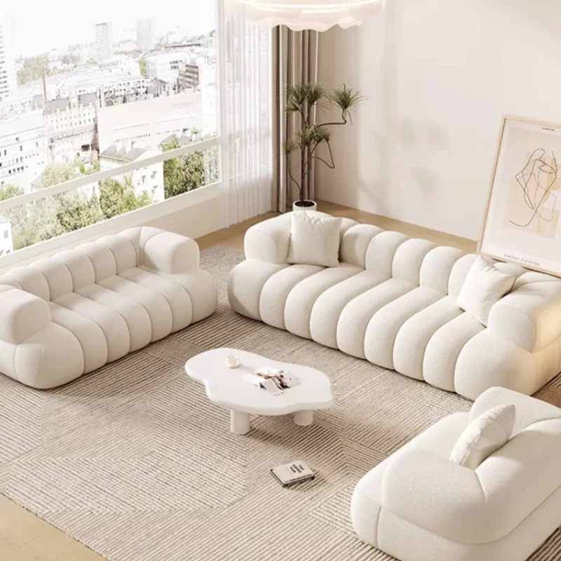 

French Velvet Modern Curved Puff Sofa Living Room Home Fabric Minimalist Reclinable Sofas Para Salon Baratos Sectional Furniture