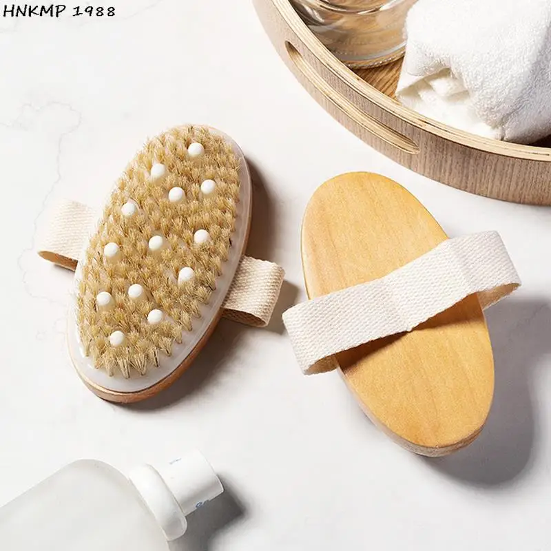 2 In 1 Dry Skin Body Brush Natural Bristle Dead Skin Remover Anti Cellulite Exfoliates Blood Circulation Health Massage Tools