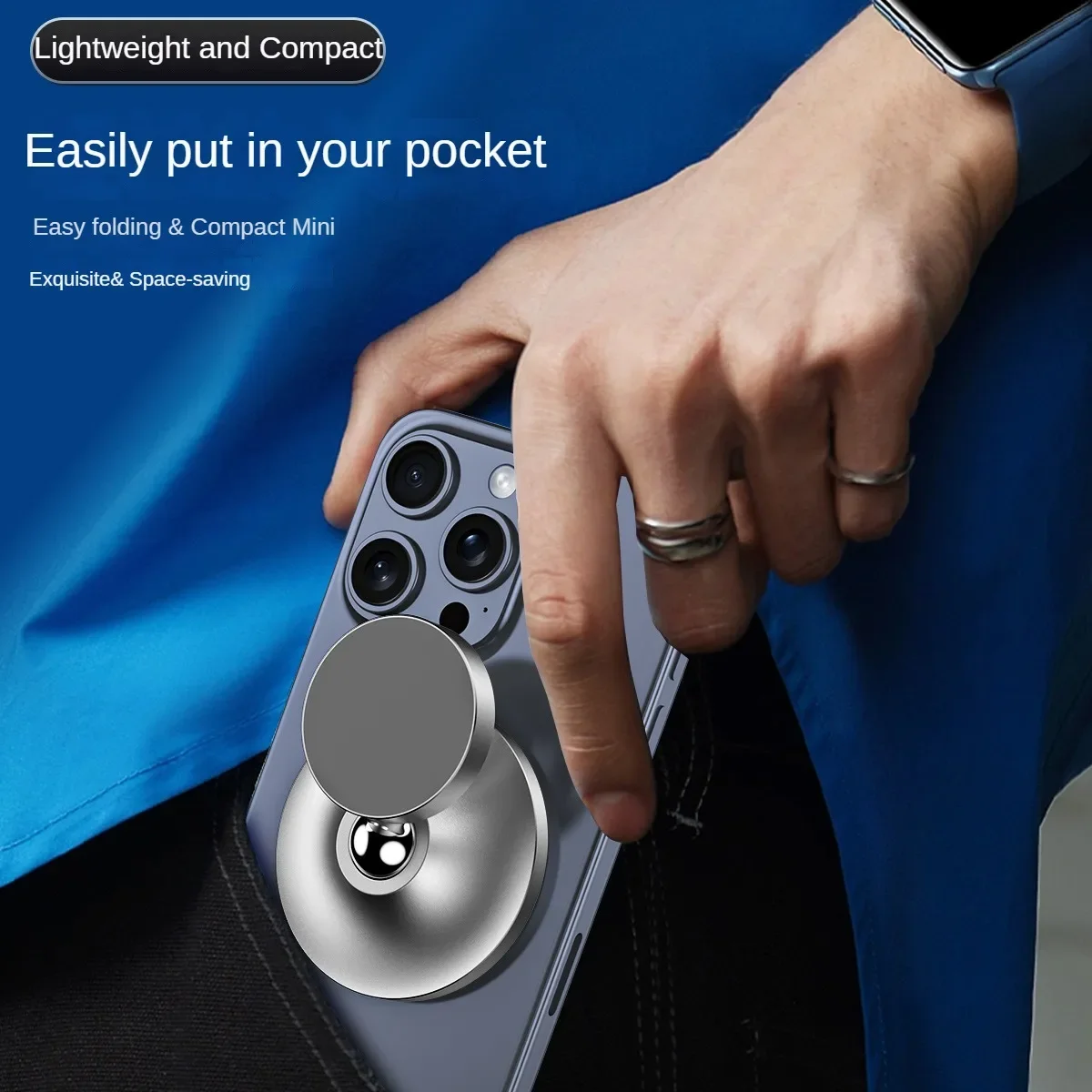 Strong Grip Foldable Magnetic Phone Holder - 360° Rotatable Car Mount, Universal Compatibility for iPhone, Samsung and More