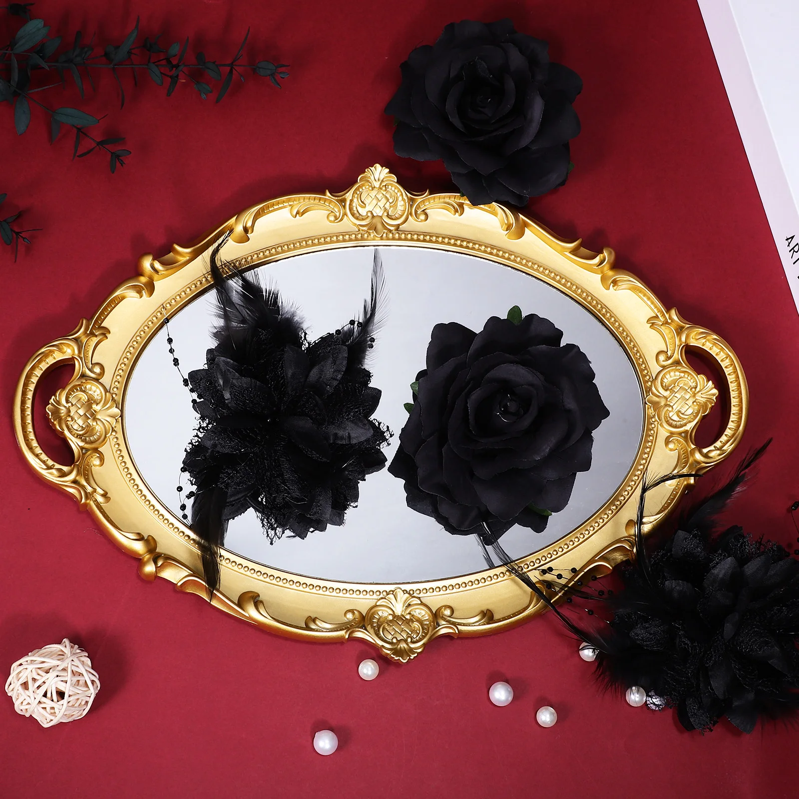 

4 Pcs Black Flower Hair Clips for Women Accessories Bridal Wedding Party Hair Decorations Goths