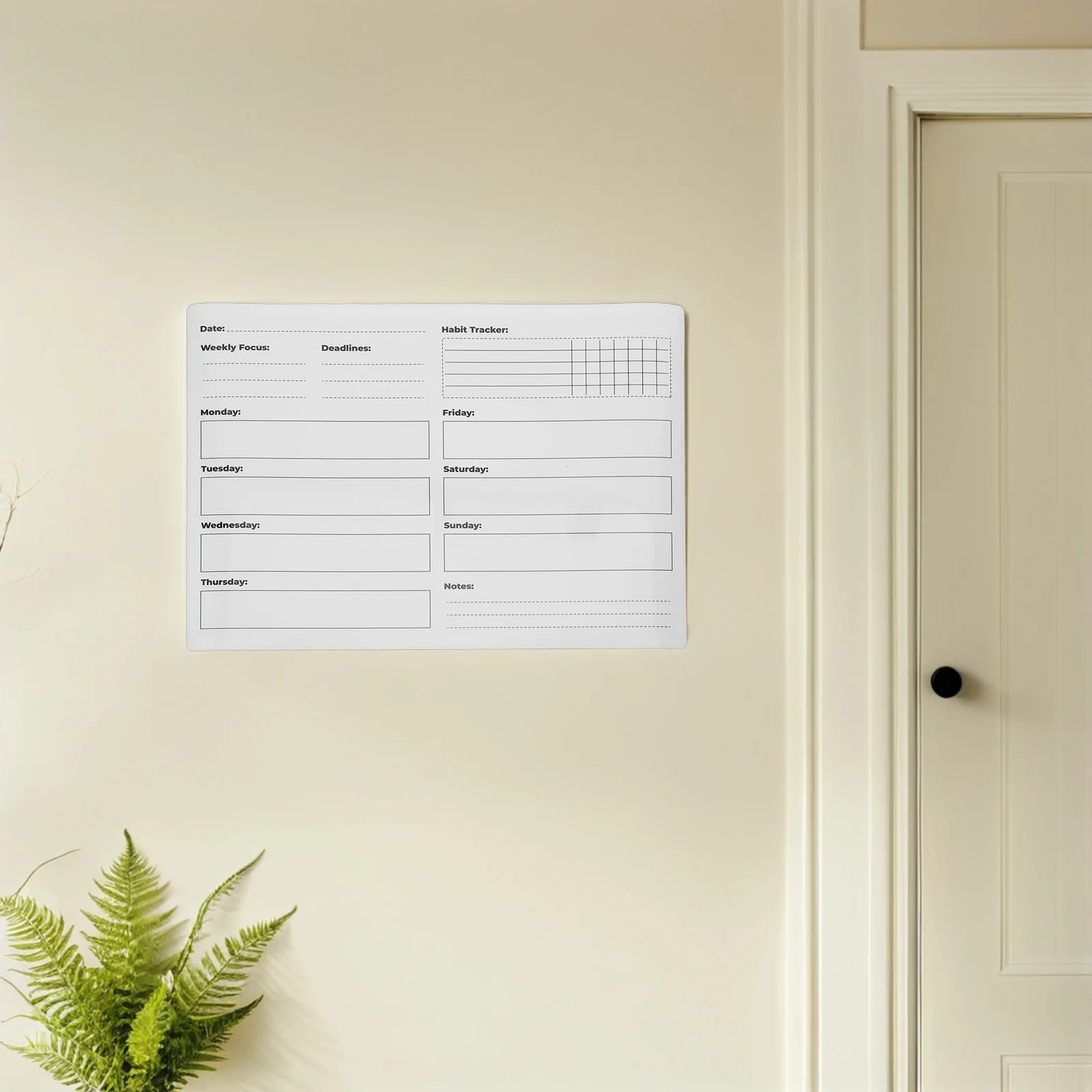 Weekly Dry Erase Whiteboard Sticker Removable Adhesive PVC Planner for Wall Home Schedule Habit Tracker Calendar