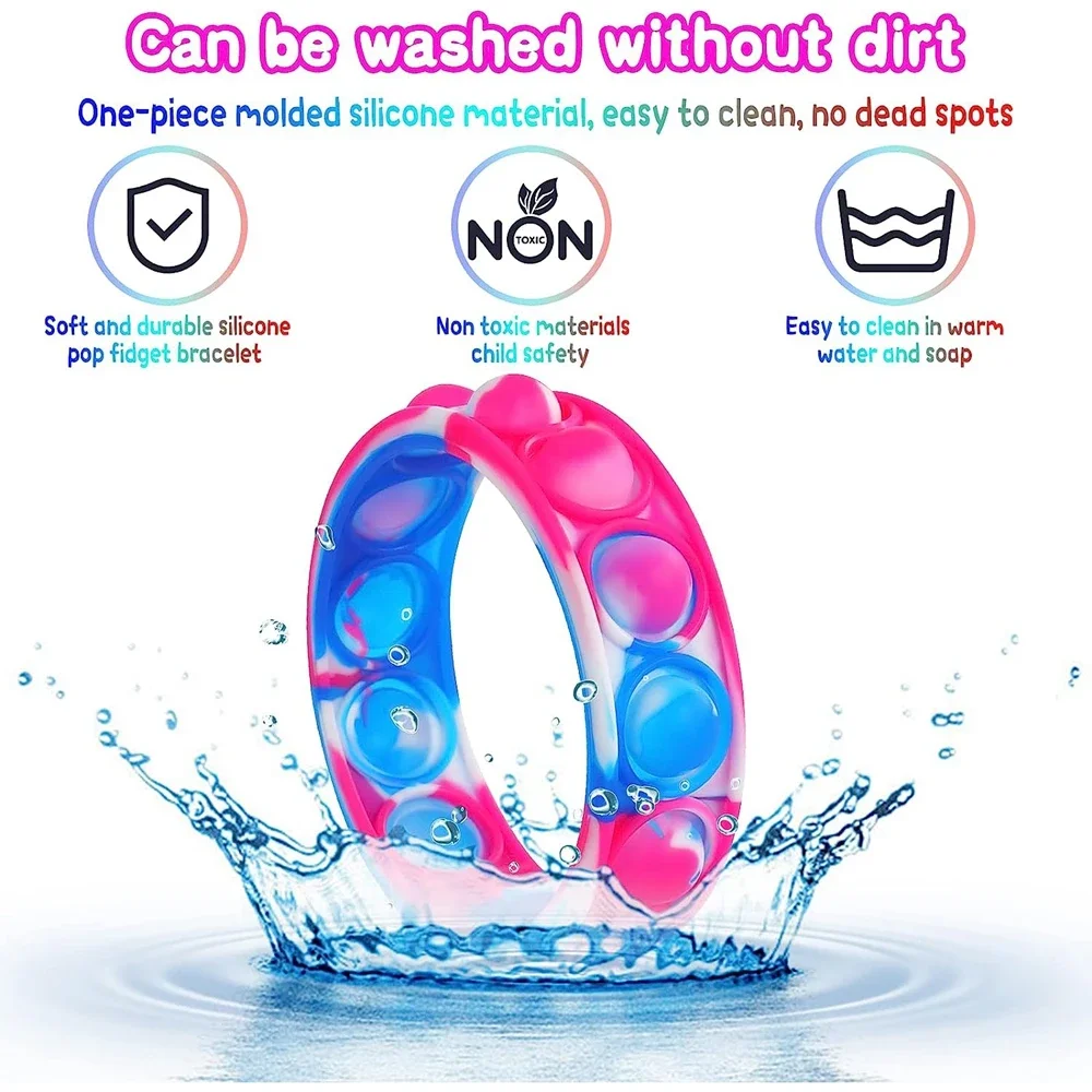 Fidget Toys Pop Bracelet cadeaux de fête Bracelets à bulles Push Poping sensoriel anti-Stress jouets pour enfants cadeaux pour enfants