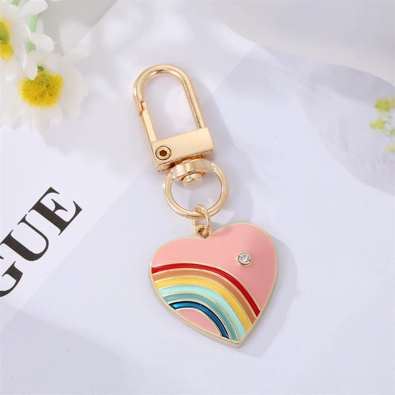 1Pcs Rainbow Heart Evil Eye Keychain Key Ring For Friend Lovers Couple Love Blue Eye Bag Car Airpods Box Key Accessories Jewelry image 4