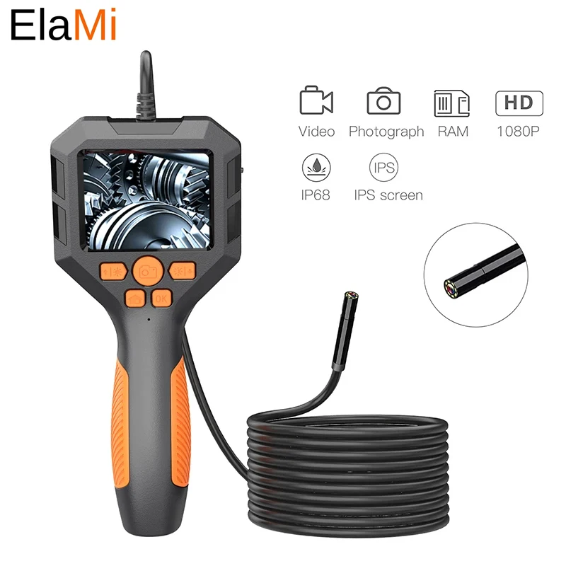 

1080P Industrial Endoscope Camera 2.8 inch IPS Screen 8mm Automobile Inspection Camera Borescope With 8 LED For Car Engine