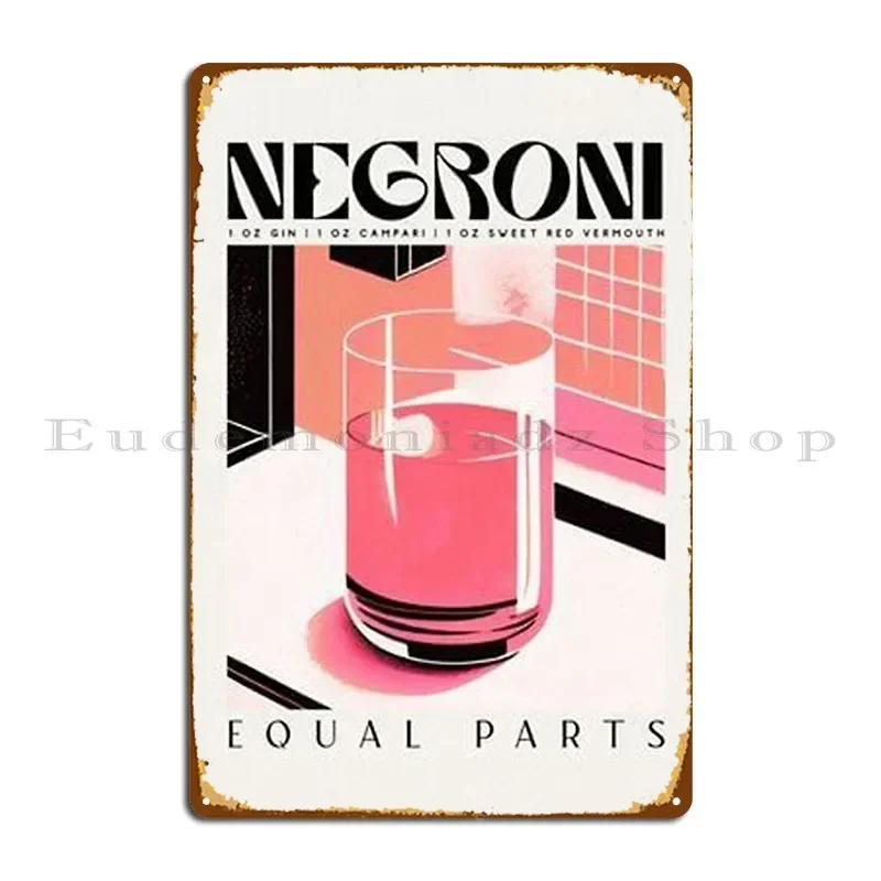 Negroni Cocktail Metal Plaque Poster Pub Poster Plaques Club Printed Tin Sign Poster