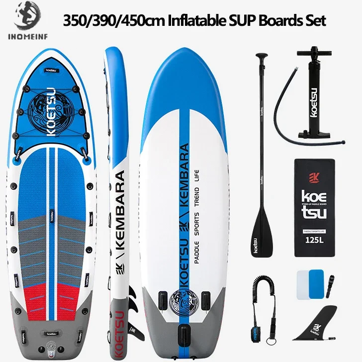 KOETSU 350/390/450cm LUYA Fishing Paddle Boards Set for 1-2 Person Fishing Boat Inflatable 0.9mm Thickened PVC Kayak Rowing ISUP