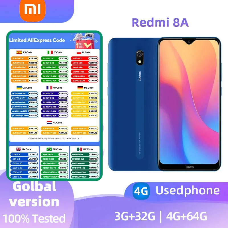 Xiaomi Redmi 8A 4G Android 6.22-inch RAM 3GB ROM 32GB Qualcomm Snapdragon 439 Used Phone